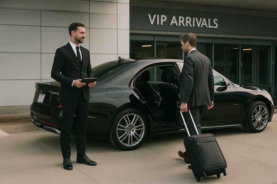 Executive car parked in financial district London