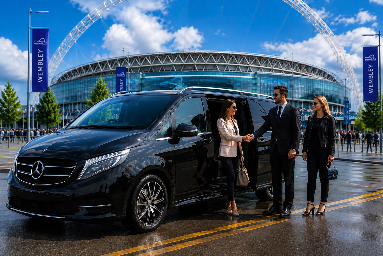 Luxury executive vehicle waiting outside the Wimbledon grounds